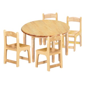 대형 고무나무 2조각4인  책상의자세트(고무나무 의자)