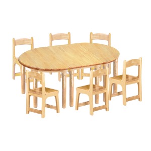 대형 고무나무 3조각6인  책상의자세트(고무나무 의자)