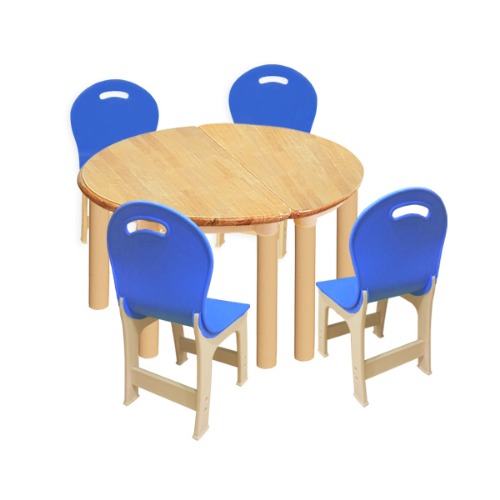 고무나무 2조각 4인  책상의자세트(파랑 파스텔 의자)