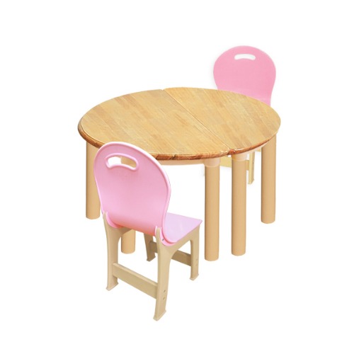 대형 고무나무 2조각 2인   책상의자세트(분홍 파스텔 의자)