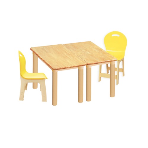 대형 고무나무 2조각 2인   사각 책상의자세트(파랑 파스텔 의자)