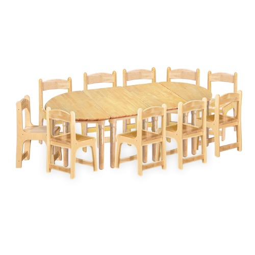 고무나무 4조각10인 책상의자세트(고무나무 의자)