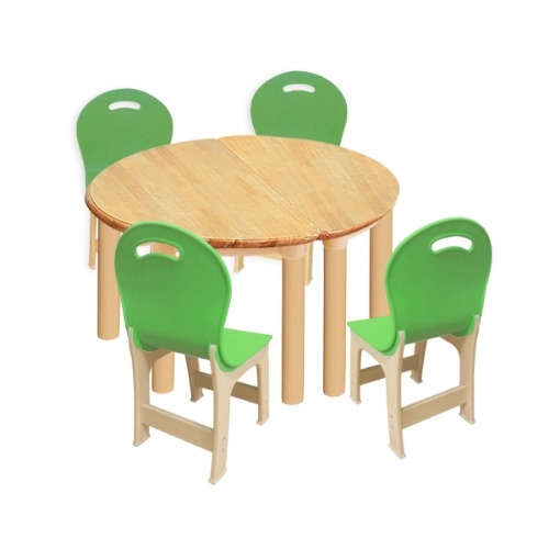대형 고무나무 2조각 4인   책상의자세트(초록 파스텔 의자)