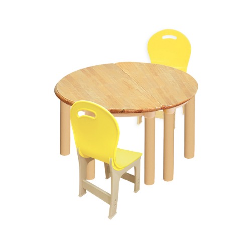 대형 고무나무 2조각 2인   책상의자세트(노랑 파스텔 의자)