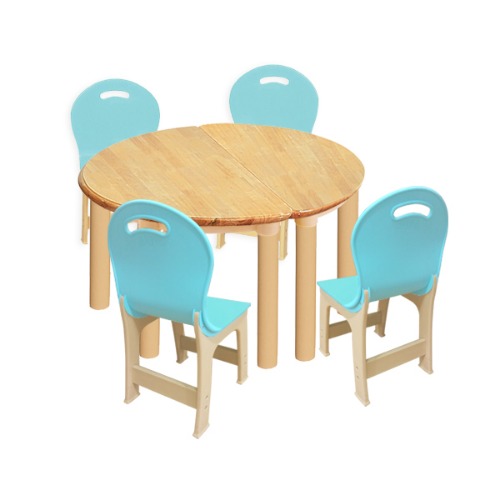 대형 고무나무 2조각 4인   책상의자세트(옥색 파스텔 의자)