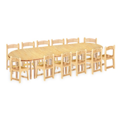 고무나무 6조각12인  책상의자세트(고무나무 의자)