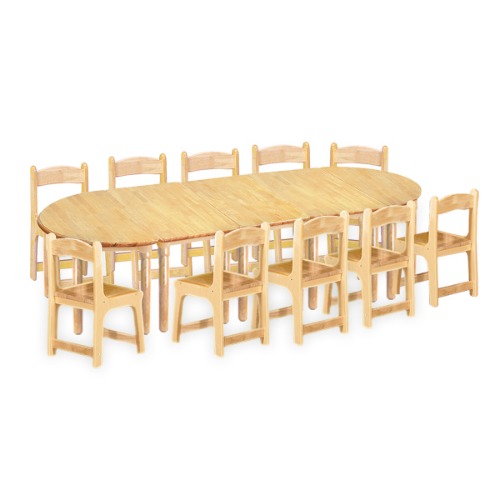 고무나무 5조각10인  책상의자세트(고무나무 의자)