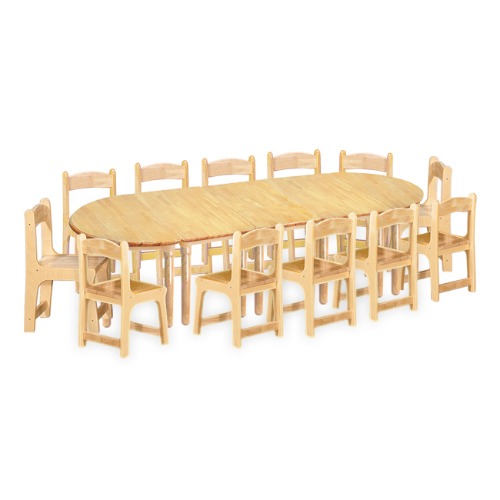 고무나무 5조각12인  책상의자세트(고무나무 의자)