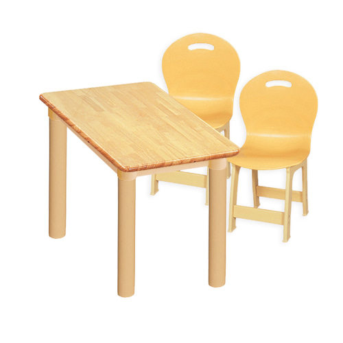 대형 고무나무 1조각 2인  사각 책상의자세트(비취 파스텔 의자)