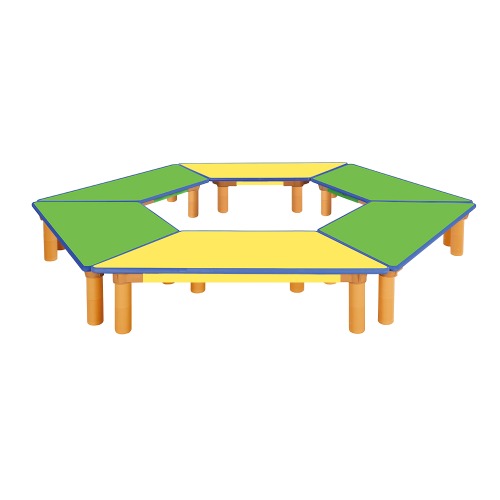 안전 6조각 칼라 다각형 마름모 사다리꼴 열린 좌식학습대(노랑2+초록4)