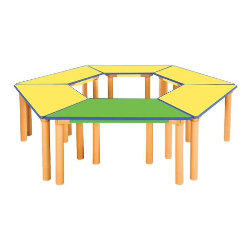 안전 6조각 칼라 다각형 마름모 사다리꼴 열린 학습대(노랑5+초록1)