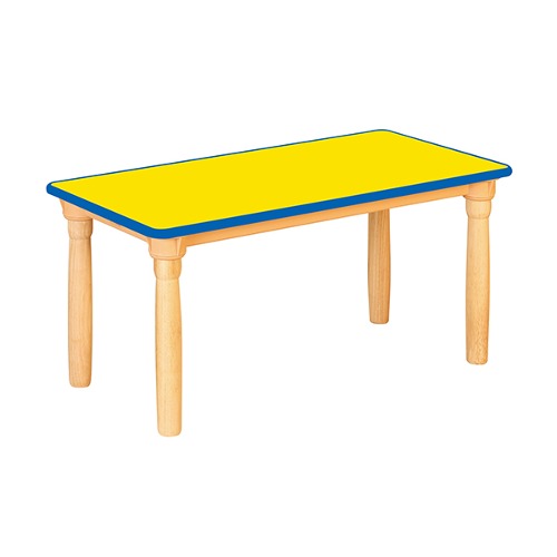 노랑 안전 사각 1조각책상 (원목다리) W1000*D500*H600