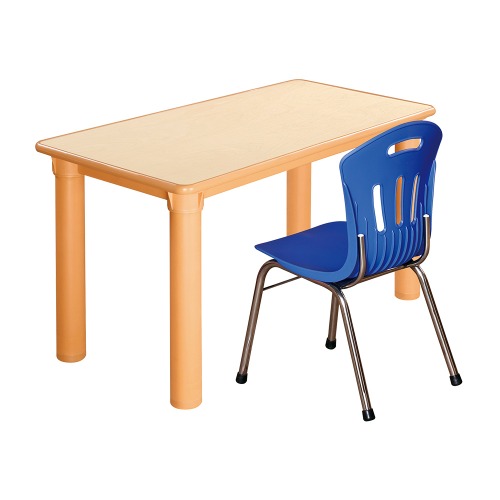 안전 자작합판 사각 1조각 1인 책상의자세트(파랑 수강의자)