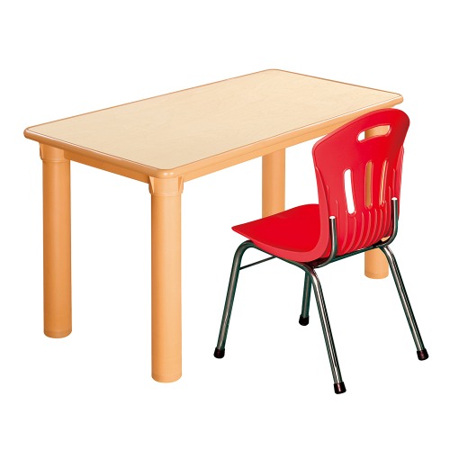 안전 자작합판 사각 1조각 1인 책상의자세트(빨강 수강의자)