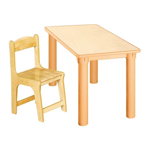 안전 자작합판 사각 1조각 1인 책상의자세트(고무나무 의자)