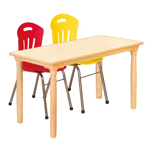 안전 자작합판 대형 사각 1조각 2인 책상의자세트(빨강+노랑 수강의자)