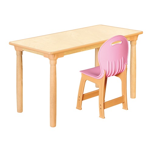 안전 자작합판 대형 사각 1조각 1인 책상의자세트(분홍 파스텔의자)