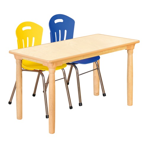 안전 자작합판 대형 사각 1조각 2인 책상의자세트(노랑+파랑 수강의자)
