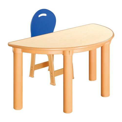 안전 자작합판 반달 1조각 1인 책상의자세트(파랑 파스텔의자)