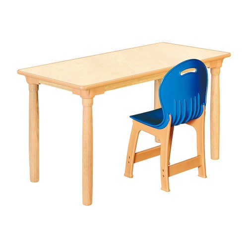안전 자작합판 대형 사각 1조각 1인 책상의자세트(파랑 파스텔의자)