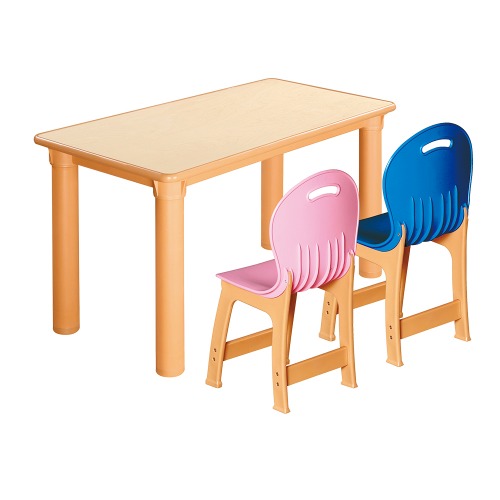 안전 자작합판 사각 1조각 2인 책상의자세트(분홍+파랑 파스텔의자)