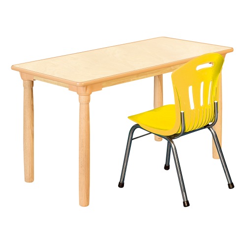 안전 자작합판 대형 사각 1조각 1인 책상의자세트(노랑 수강의자)