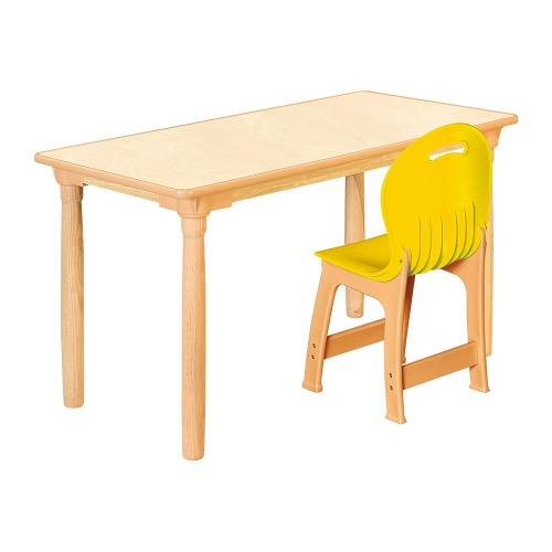 안전 자작합판 대형 사각 1조각 1인 책상의자세트(노랑 파스텔의자)