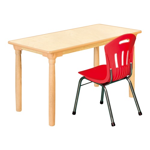 안전 자작합판 대형 사각 1조각 1인 책상의자세트(빨강 수강의자)
