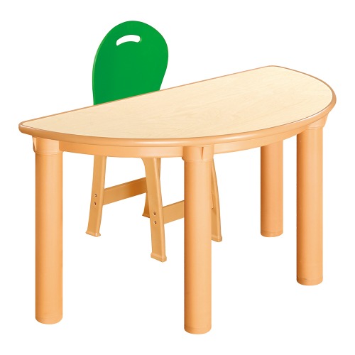 안전 자작합판 반달 1조각 1인 책상의자세트(초록 파스텔의자)