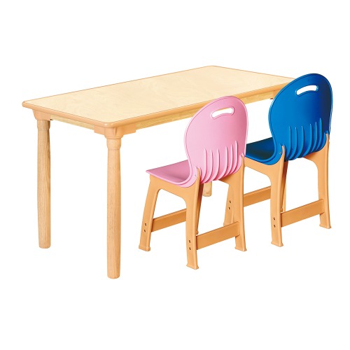안전 자작합판 대형 사각 1조각 2인 책상의자세트(분홍+파랑 파스텔의자)