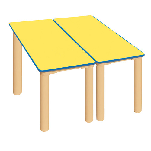 노랑 대형 안전 사각 2조각 책상