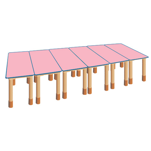 분홍 안전 사각6조각 높이조절 책상
