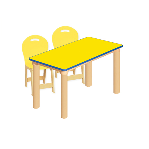 노랑 안전 사각1조각 2인 책상세트