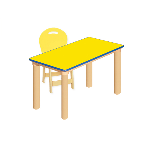 노랑 안전 사각1조각 1인 책상세트
