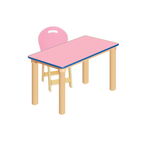 분홍 대형 안전 사각1조각 1인 책상세트