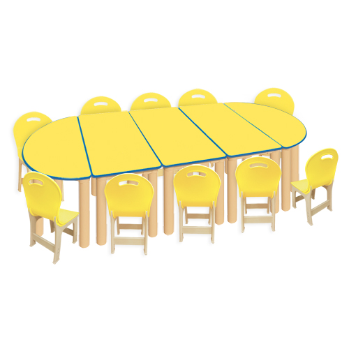 노랑 안전 반달5조각 10인 책상세트