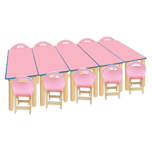 분홍 대형 안전 사각5조각 10인 책상세트