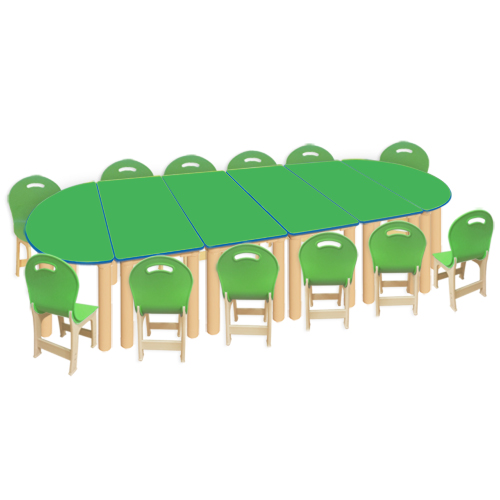 초록 안전 반달6조각 12인 책상세트