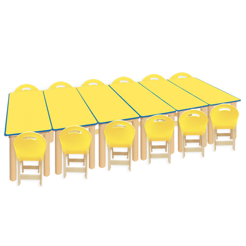 노랑 대형 안전 사각6조각 12인 책상세트